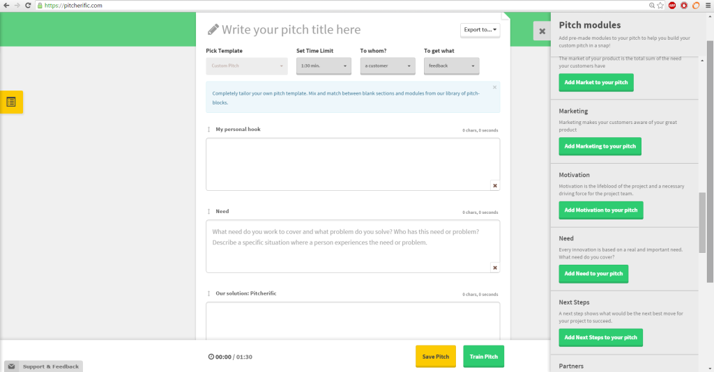 Screenshot, custom pitch empty