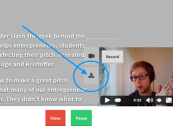 Downloading your video pitch recording as a file